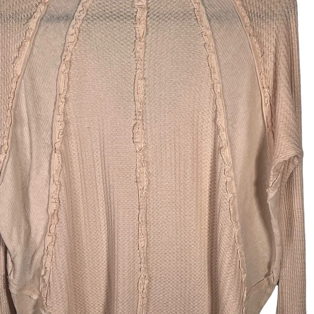 Free People Pale Pink Layered Waffle Long Sleeve Tee